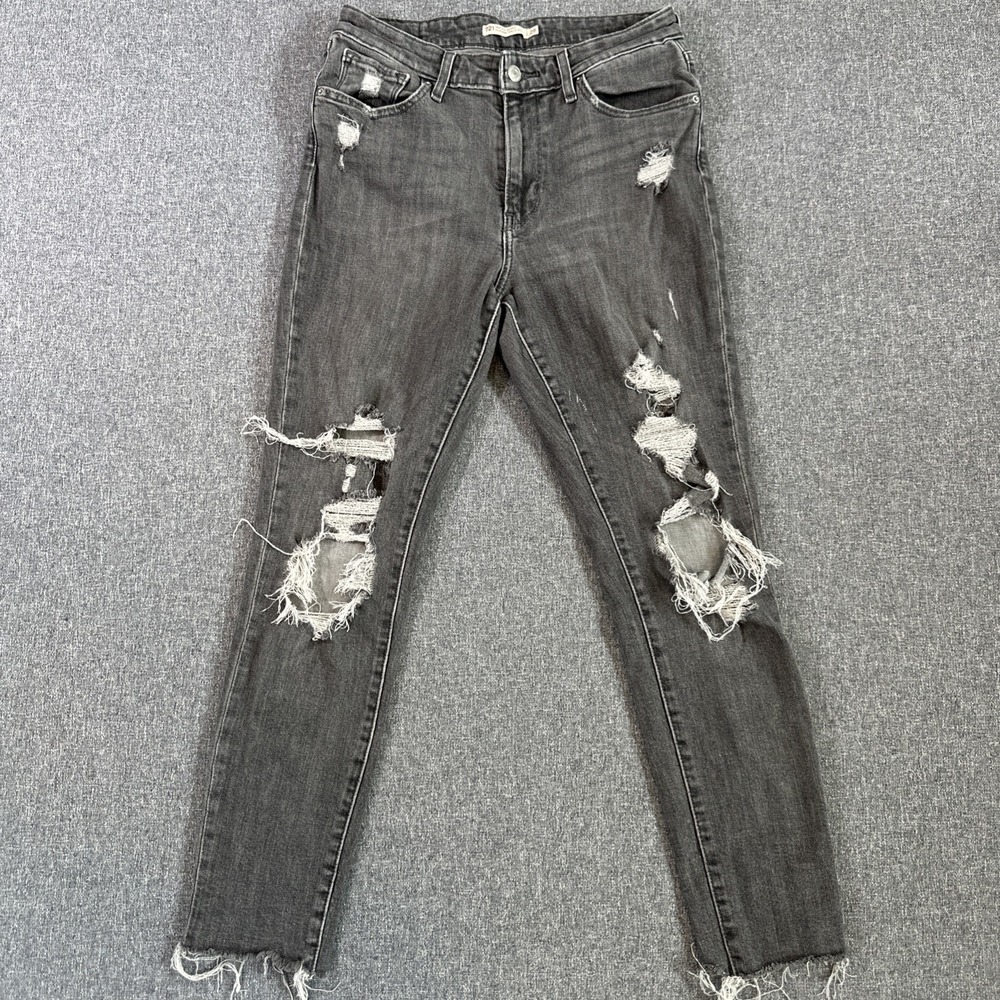 Levi's 721 High Rise Skinny Jeans Womens Size 29 Gray Distressed Stretch